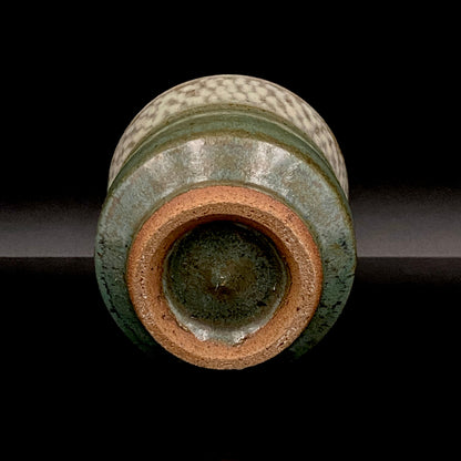 人间国宝 岛冈达三（Shimaoka Tatsuzo） 晚年杰作 绳文象嵌盐釉 夫妇汤吞 威士忌杯 两件套 #170