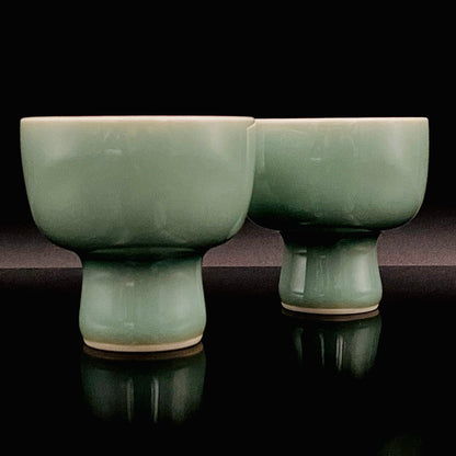 松本为佐视作 青瓷酒盏 二客组：重新定义汝窑、瑞利散射造就极致翡翠绿 #172