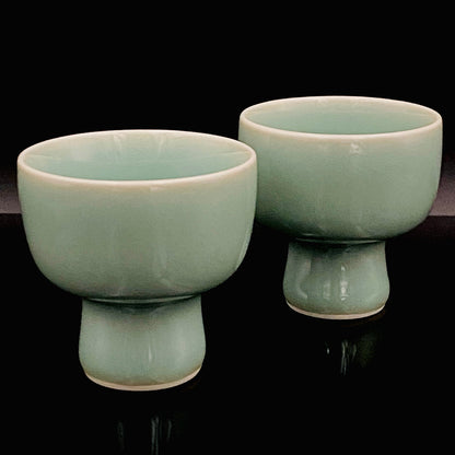 松本为佐视作 青瓷酒盏 二客组：重新定义汝窑、瑞利散射造就极致翡翠绿 #172