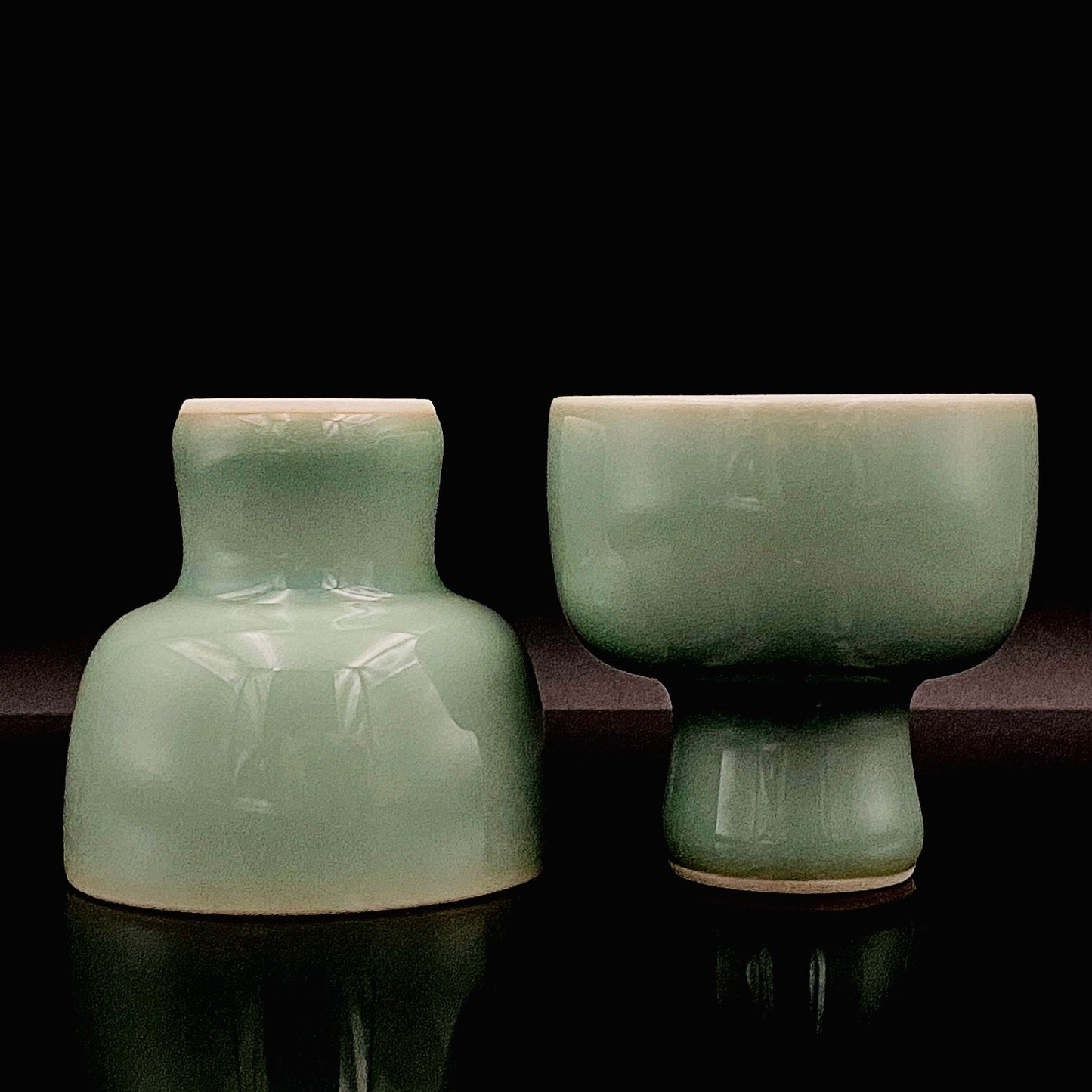 松本为佐视作 青瓷酒盏 二客组：重新定义汝窑、瑞利散射造就极致翡翠绿 #172