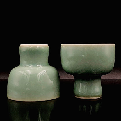 松本为佐视作 青瓷酒盏 二客组：重新定义汝窑、瑞利散射造就极致翡翠绿 #172