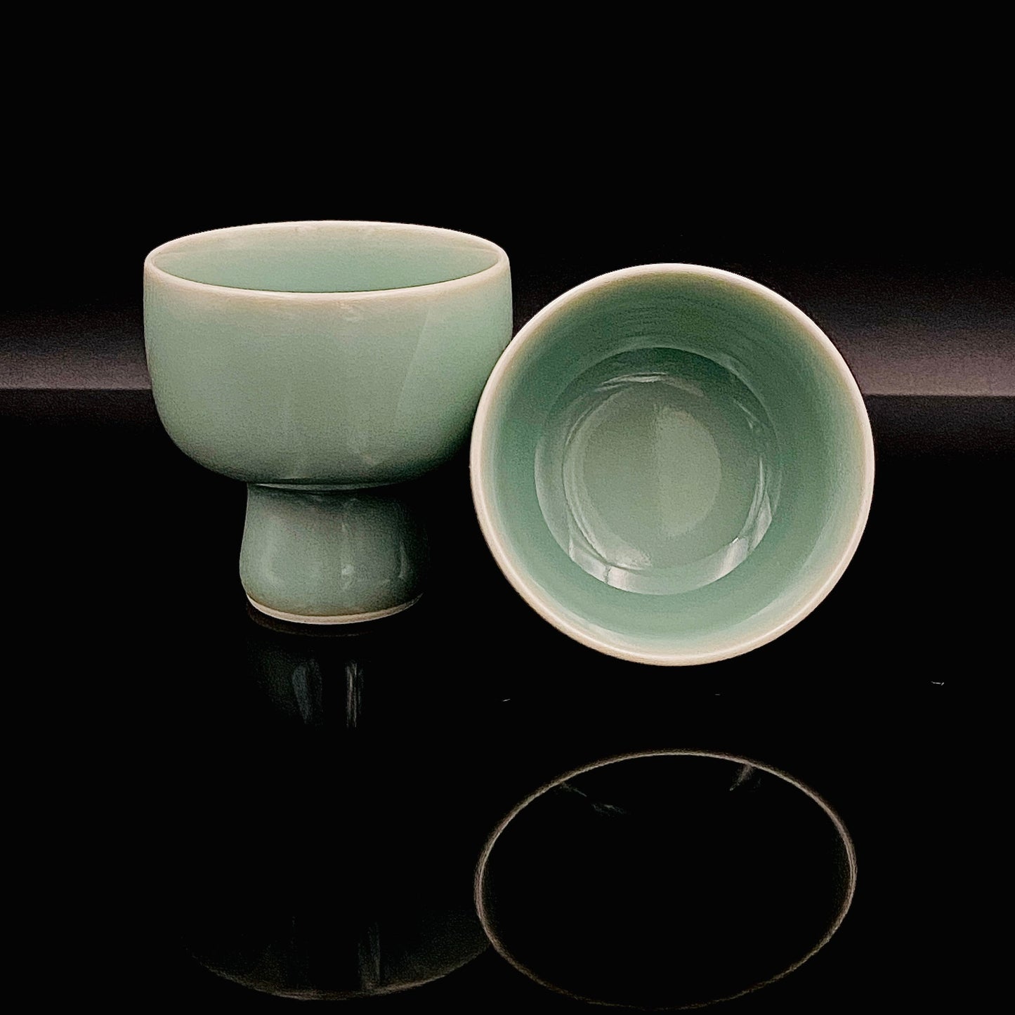 松本为佐视作 青瓷酒盏 二客组：重新定义汝窑、瑞利散射造就极致翡翠绿 #172