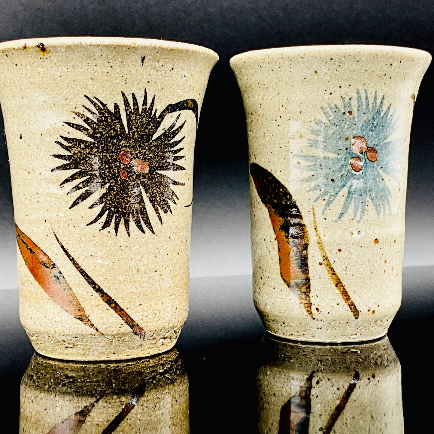 江口勝美 和紙染花文 肥前陶芸界の生ける伝説 至高のビアグラス 2点セット #167