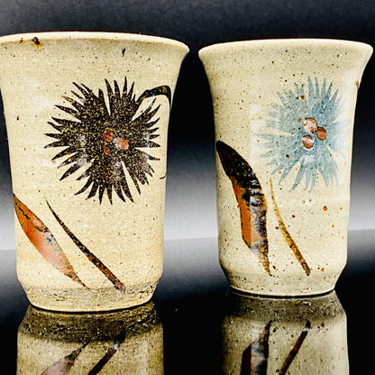 江口勝美 和紙染花文 肥前陶芸界の生ける伝説 至高のビアグラス 2点セット #167