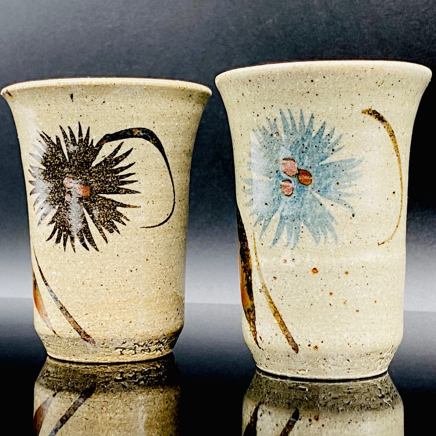 江口勝美 和紙染花文 肥前陶芸界の生ける伝説 至高のビアグラス 2点セット #167