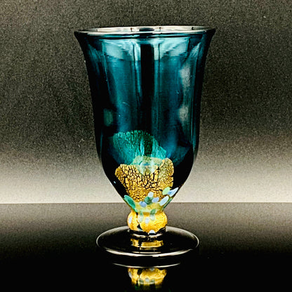 Hand-blown Glass Cup by Koji Ishii: Lapis Lazuli Blue Jellyfish #171