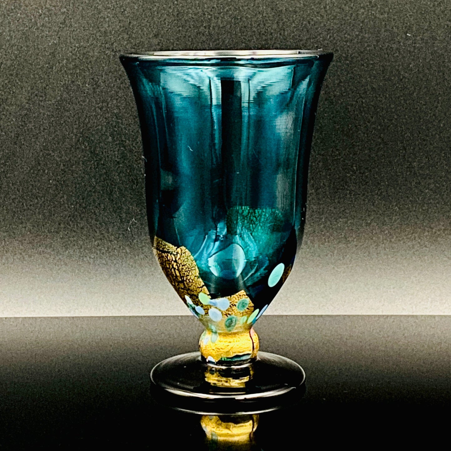 Hand-blown Glass Cup by Koji Ishii: Lapis Lazuli Blue Jellyfish #171