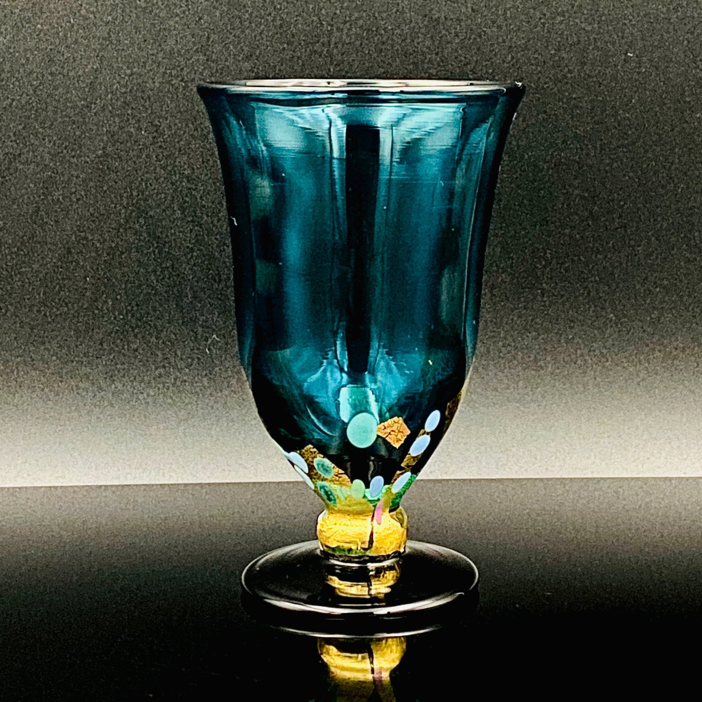 Hand-blown Glass Cup by Koji Ishii: Lapis Lazuli Blue Jellyfish #171