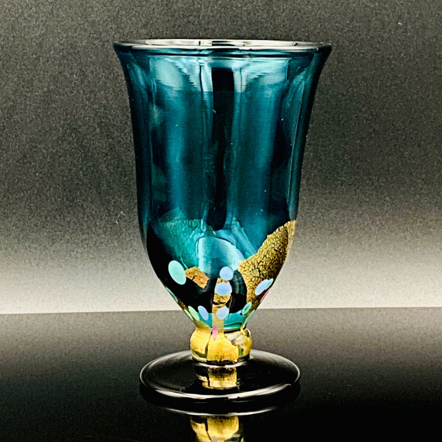 Hand-blown Glass Cup by Koji Ishii: Lapis Lazuli Blue Jellyfish #171