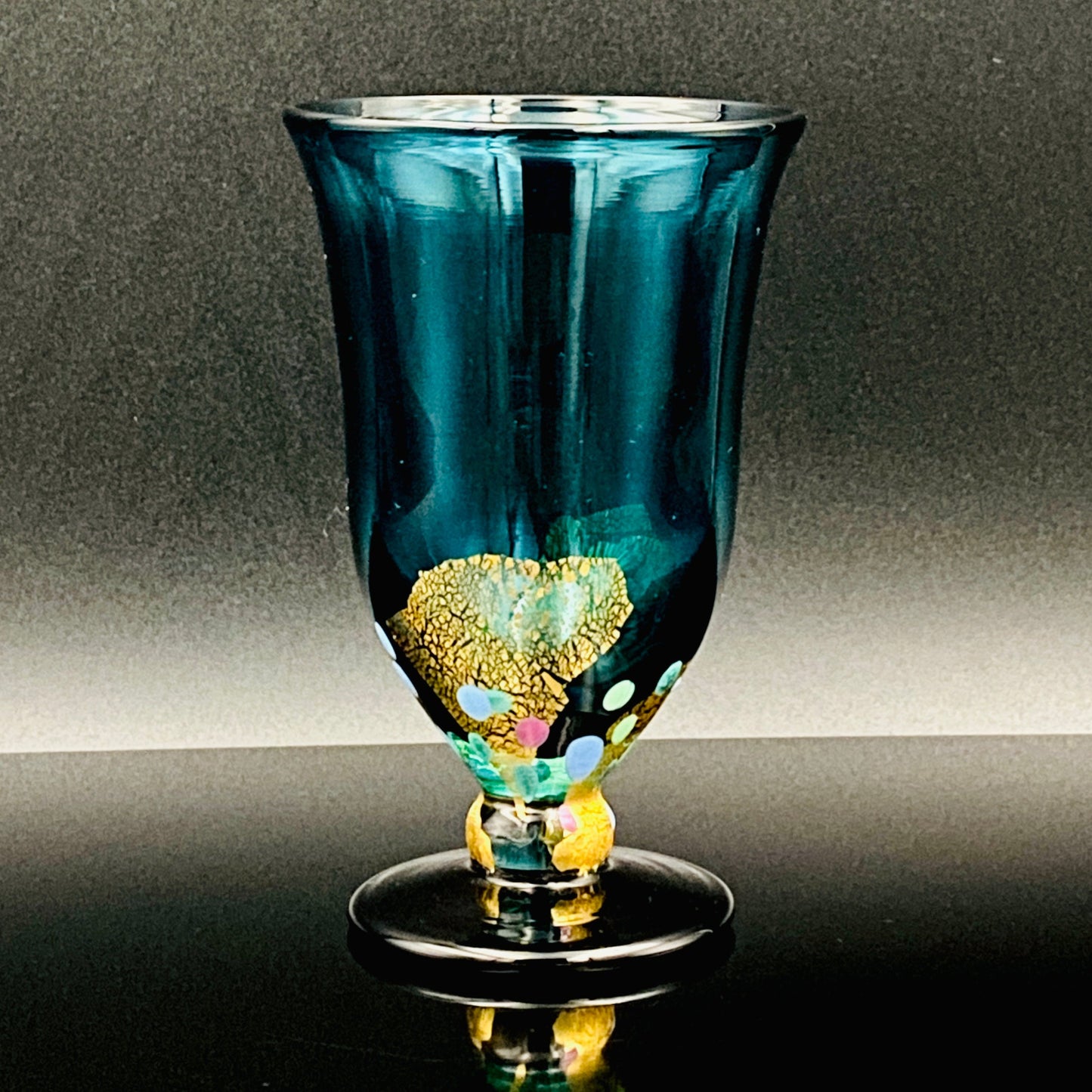 Hand-blown Glass Cup by Koji Ishii: Lapis Lazuli Blue Jellyfish #171