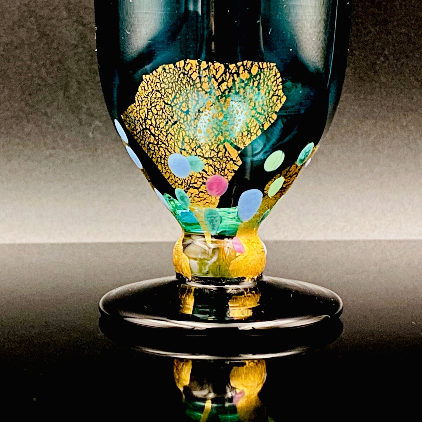 Hand-blown Glass Cup by Koji Ishii: Lapis Lazuli Blue Jellyfish #171