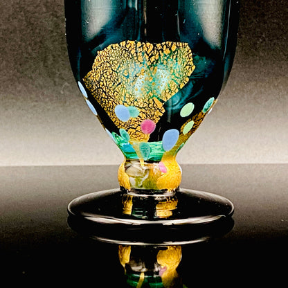 Hand-blown Glass Cup by Koji Ishii: Lapis Lazuli Blue Jellyfish #171