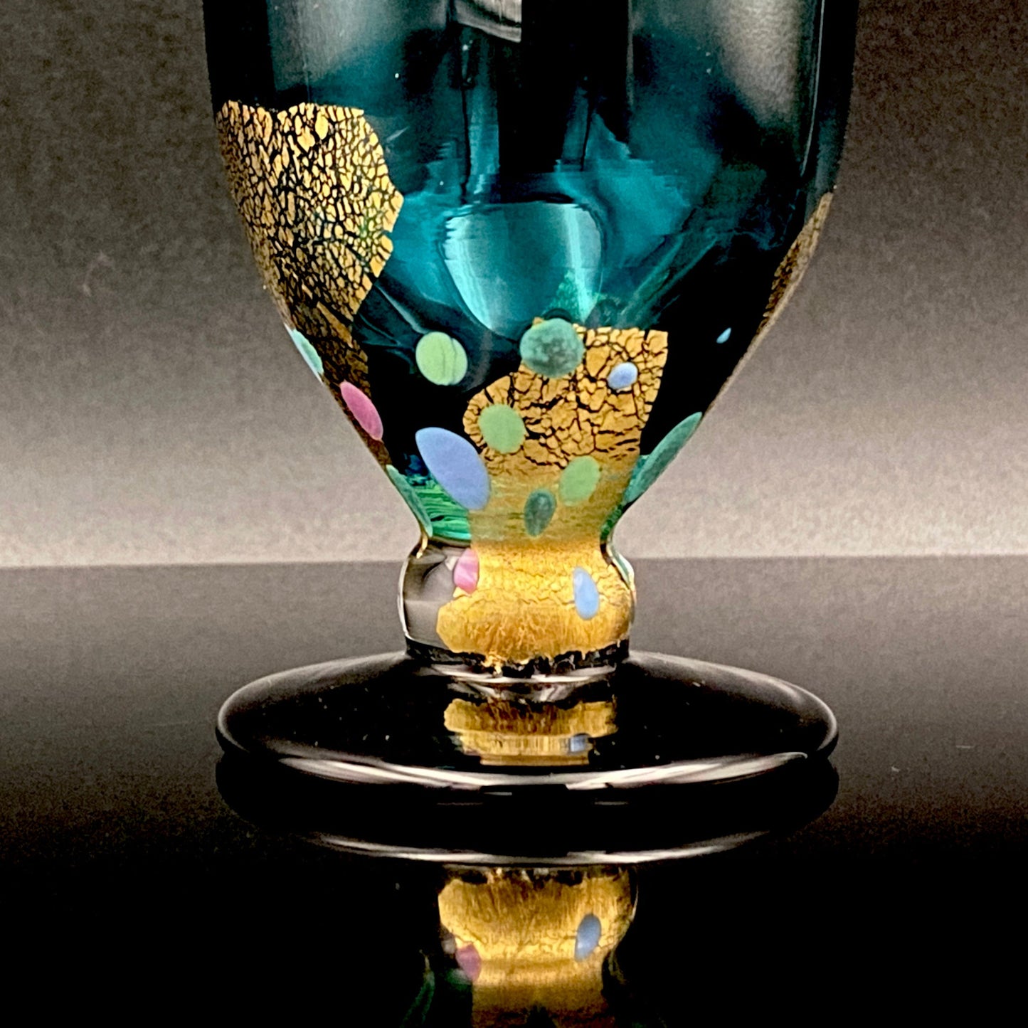 Hand-blown Glass Cup by Koji Ishii: Lapis Lazuli Blue Jellyfish #171