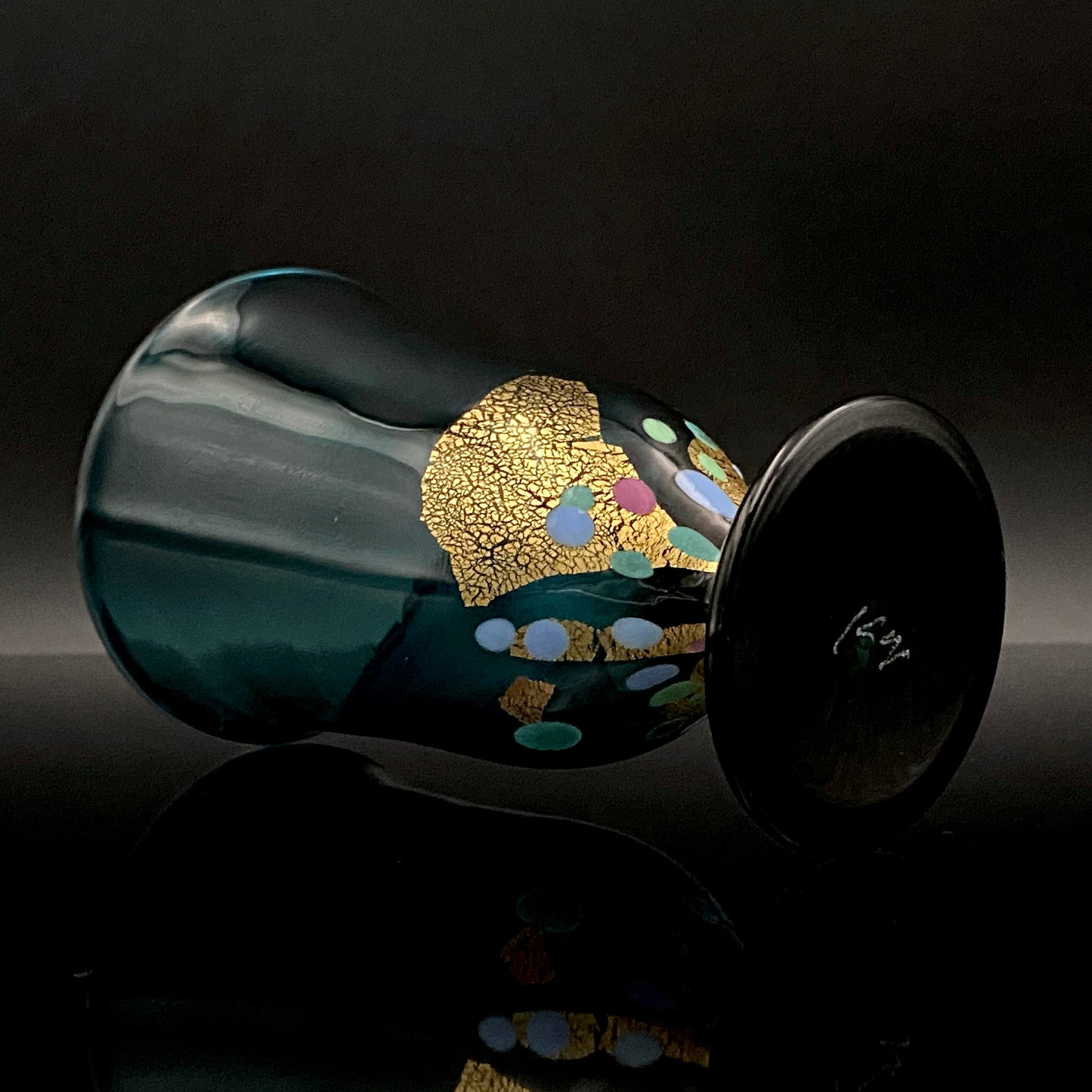 Hand-blown Glass Cup by Koji Ishii: Lapis Lazuli Blue Jellyfish #171