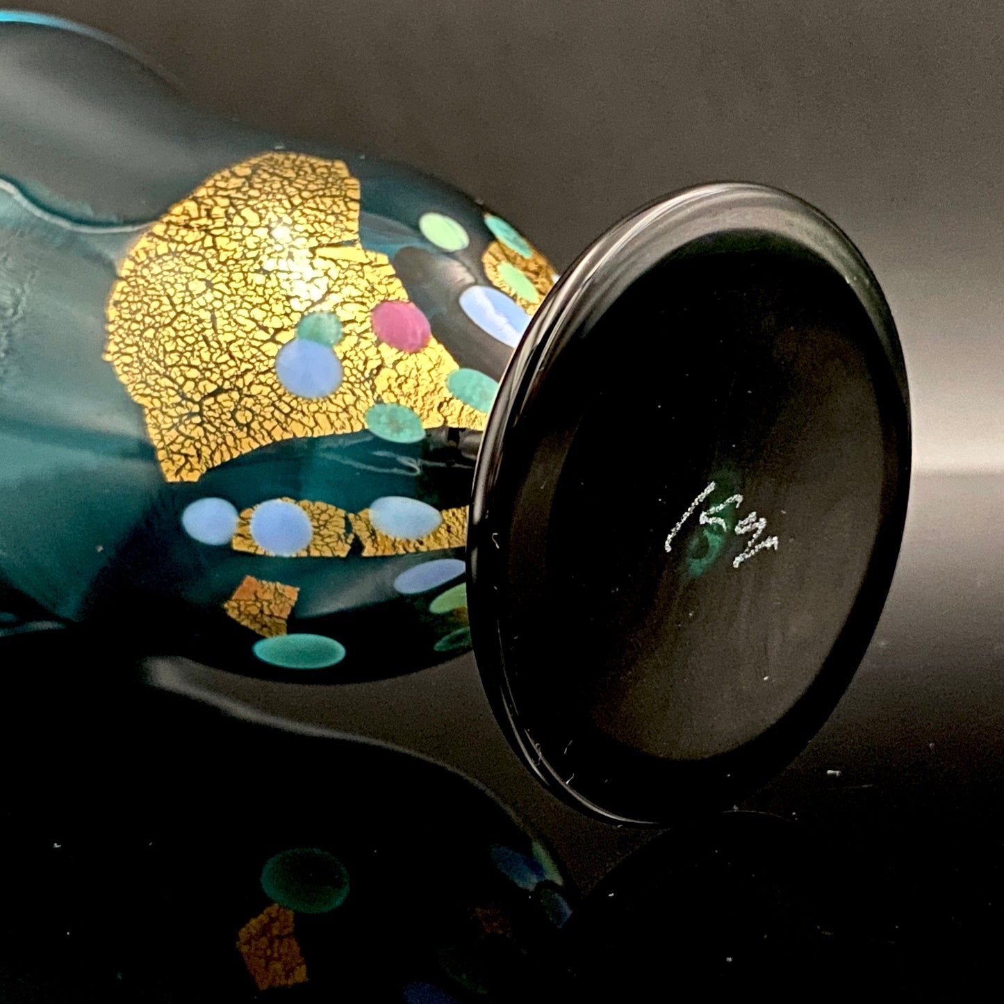 Hand-blown Glass Cup by Koji Ishii: Lapis Lazuli Blue Jellyfish #171