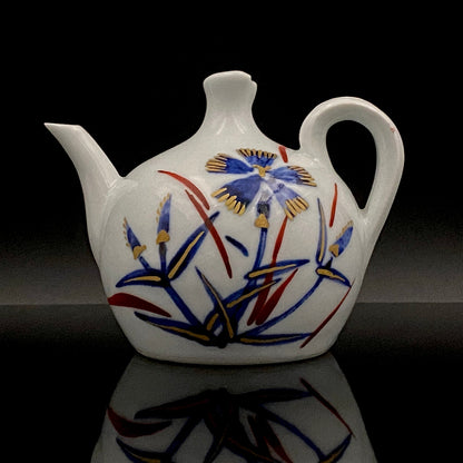 牧勇吉（Maki Yukichi）杰作 青花金彩蜻蛉花纹水注 掌心大小的洋酒用滴水器 #175