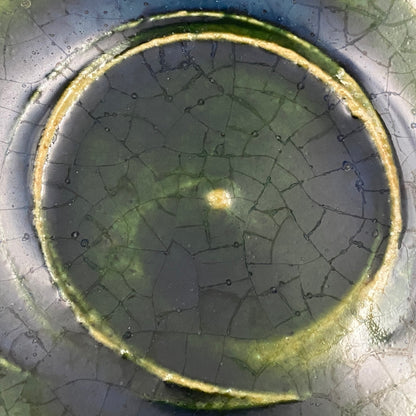 Houston (USA) | Member of the Kokugakai | Mashiko Potter and Pupil of Tatsuzo Shimaoka | Ken Matsuzaki | Plate with Swirl Pattern in Green and Blue Glazes | Dish for Snacks #477