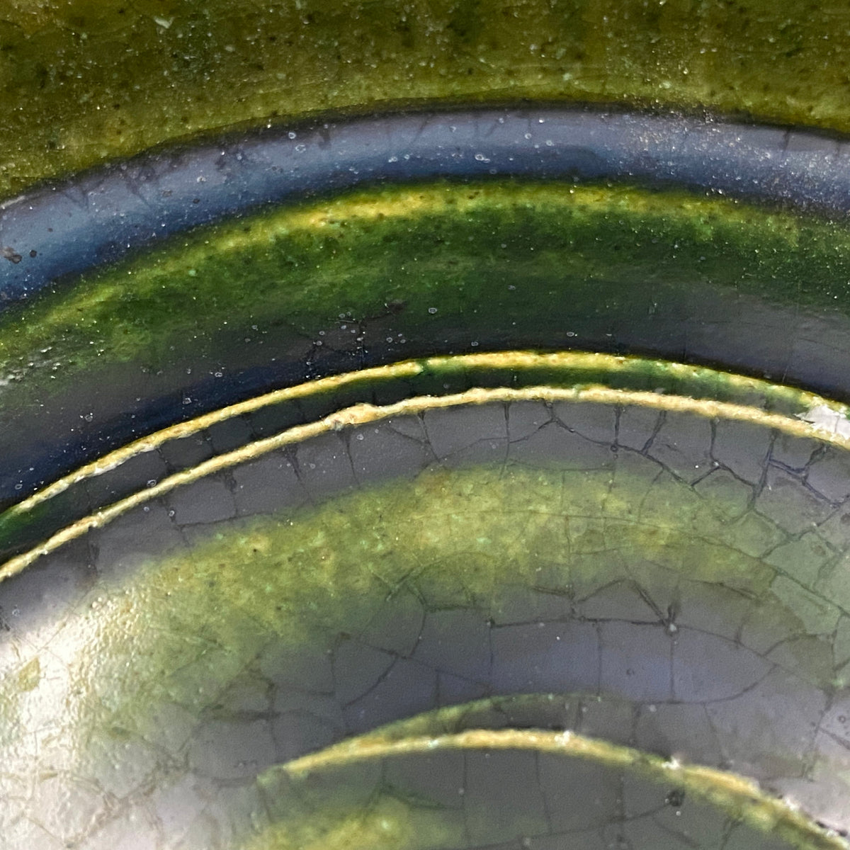 Houston (USA) | Member of the Kokugakai | Mashiko Potter and Pupil of Tatsuzo Shimaoka | Ken Matsuzaki | Plate with Swirl Pattern in Green and Blue Glazes | Dish for Snacks #477