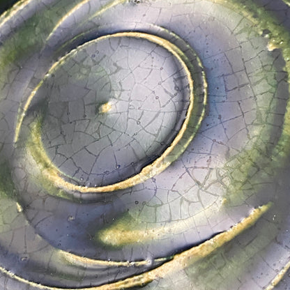 Houston (USA) | Member of the Kokugakai | Mashiko Potter and Pupil of Tatsuzo Shimaoka | Ken Matsuzaki | Plate with Swirl Pattern in Green and Blue Glazes | Dish for Snacks #477