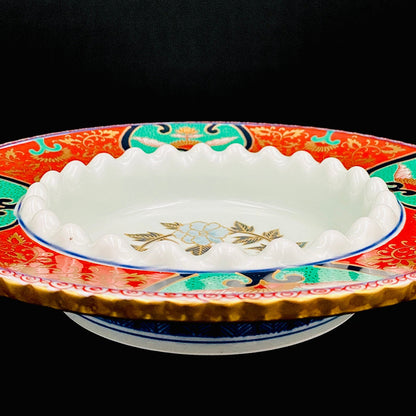 林九郎 作 金襴手染錦 大灰皿 古伊万里様式の再興 波佐見焼の至宝 #176