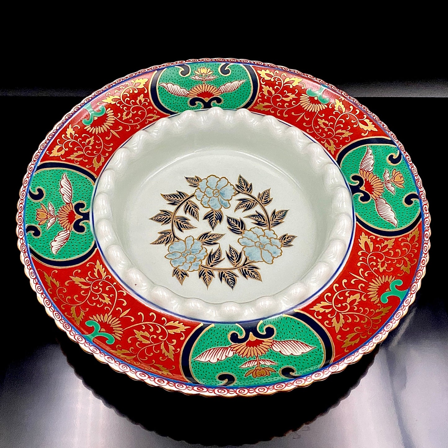 林九郎 作 金襴手染錦 大灰皿 古伊万里様式の再興 波佐見焼の至宝 #176