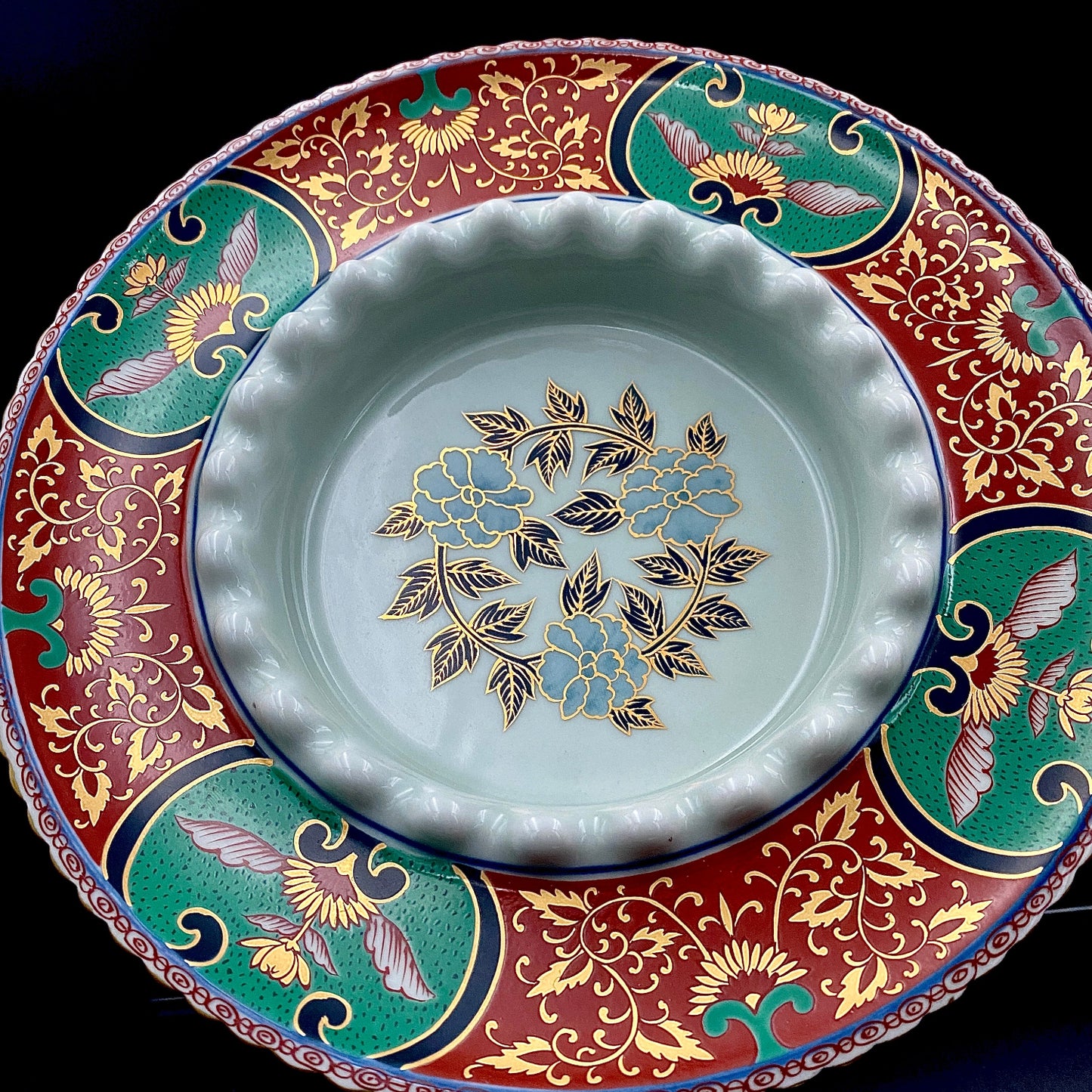 林九郎 作 金襴手染錦 大灰皿 古伊万里様式の再興 波佐見焼の至宝 #176