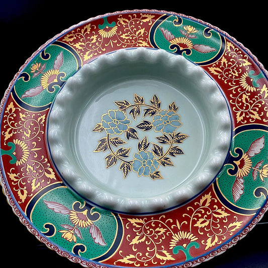 林九郎（Hayashikuro）作 金襴手染锦 大烟灰缸 古伊万里风格之复兴 波佐见烧之至宝 #176