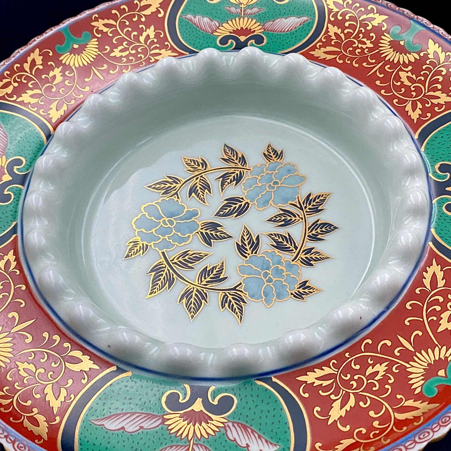 林九郎 作 金襴手染錦 大灰皿 古伊万里様式の再興 波佐見焼の至宝 #176