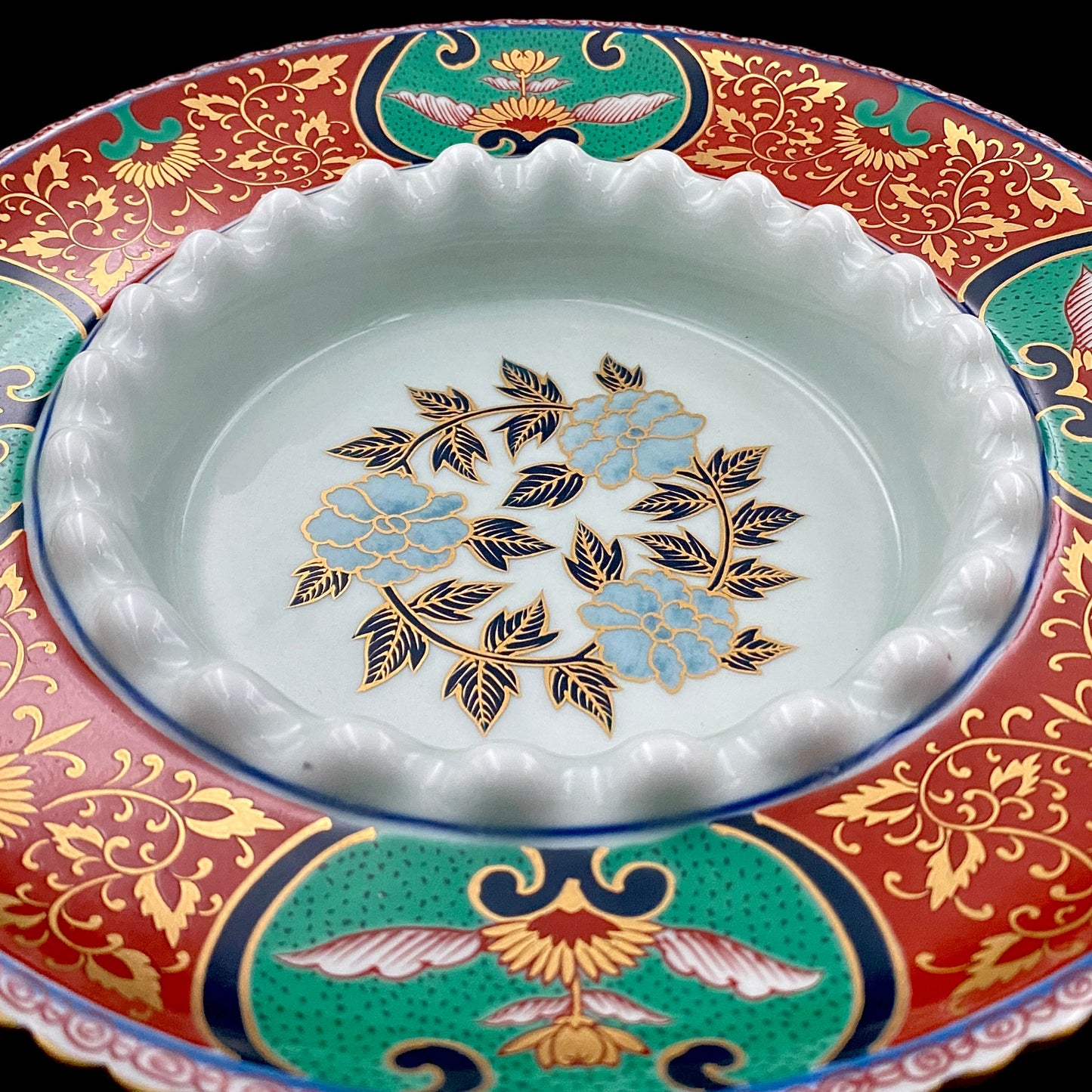 林九郎 作 金襴手染錦 大灰皿 古伊万里様式の再興 波佐見焼の至宝 #176