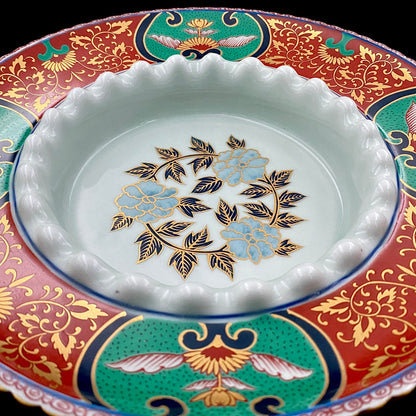 林九郎 作 金襴手染錦 大灰皿 古伊万里様式の再興 波佐見焼の至宝 #176