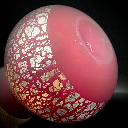 Aomori Prefecture Art and Culture Award Recipient, Tsugaru Vidro, Hokuyo Glass, Kaoru Okawa: Gourd-Shaped Frosted Crimson Glass Tokkuri (Sake Flask) with Gold and Silver Foil #478