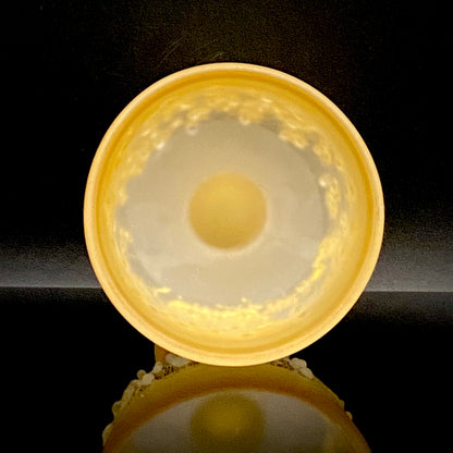 Aomori Prefecture Art and Culture Award Recipient, Tsugaru Vidro, Hokuyo Glass, Kaoru Okawa: Frosted Glass Stem Cup (Bajohai) with Gold-Tone Foil and Applied Glass Beads #471