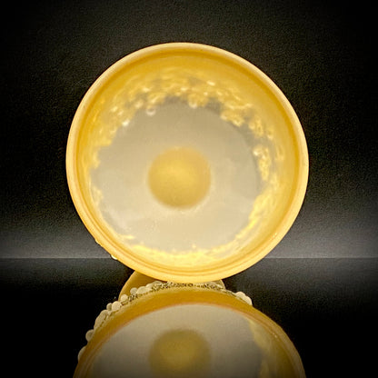 Aomori Prefecture Art and Culture Award Recipient, Tsugaru Vidro, Hokuyo Glass, Kaoru Okawa: Frosted Glass Stem Cup (Bajohai) with Gold-Tone Foil and Applied Glass Beads #471