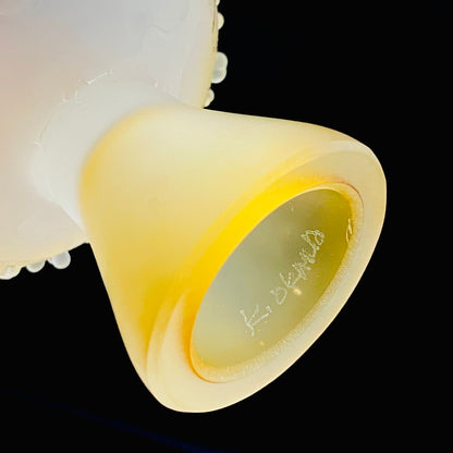 Aomori Prefecture Art and Culture Award Recipient, Tsugaru Vidro, Hokuyo Glass, Kaoru Okawa: Frosted Glass Stem Cup (Bajohai) with Gold-Tone Foil and Applied Glass Beads #471