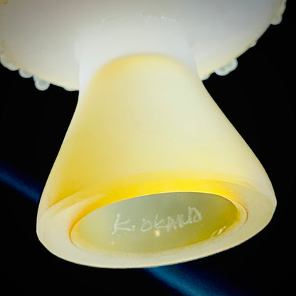 Aomori Prefecture Art and Culture Award Recipient, Tsugaru Vidro, Hokuyo Glass, Kaoru Okawa: Frosted Glass Stem Cup (Bajohai) with Gold-Tone Foil and Applied Glass Beads #471