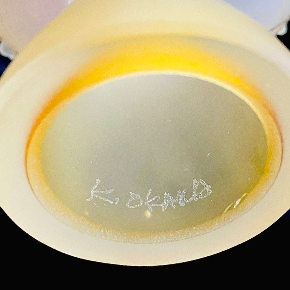 Aomori Prefecture Art and Culture Award Recipient, Tsugaru Vidro, Hokuyo Glass, Kaoru Okawa: Frosted Glass Stem Cup (Bajohai) with Gold-Tone Foil and Applied Glass Beads #471