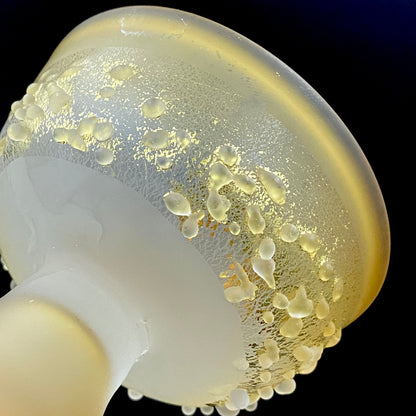Aomori Prefecture Art and Culture Award Recipient, Tsugaru Vidro, Hokuyo Glass, Kaoru Okawa: Frosted Glass Stem Cup (Bajohai) with Gold-Tone Foil and Applied Glass Beads #471