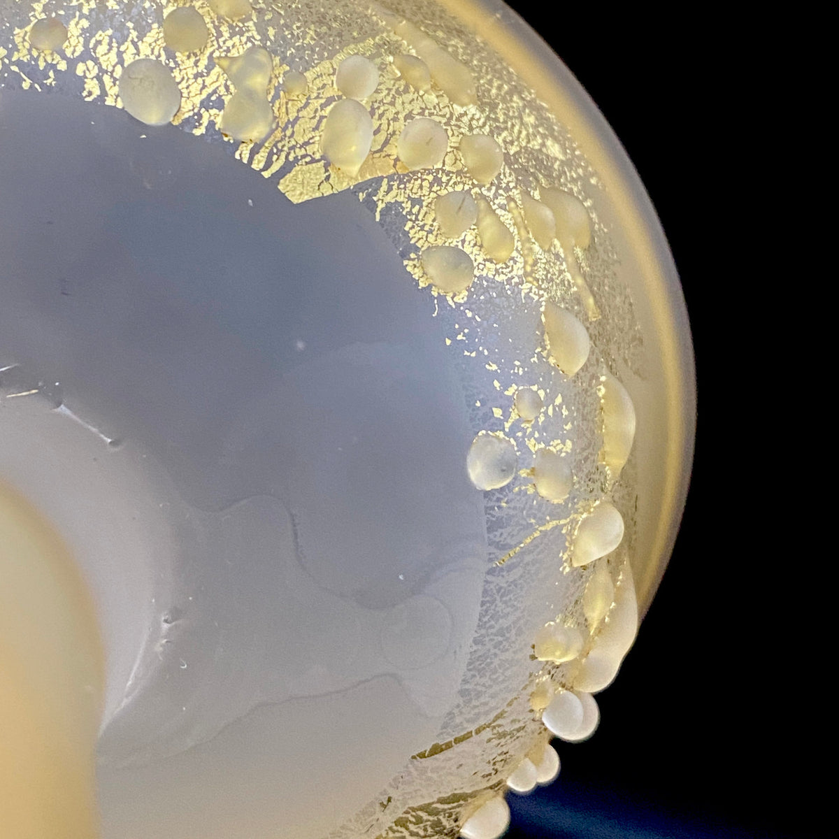 Aomori Prefecture Art and Culture Award Recipient, Tsugaru Vidro, Hokuyo Glass, Kaoru Okawa: Frosted Glass Stem Cup (Bajohai) with Gold-Tone Foil and Applied Glass Beads #471