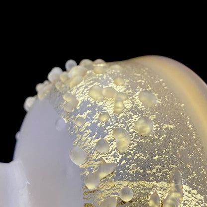 Aomori Prefecture Art and Culture Award Recipient, Tsugaru Vidro, Hokuyo Glass, Kaoru Okawa: Frosted Glass Stem Cup (Bajohai) with Gold-Tone Foil and Applied Glass Beads #471