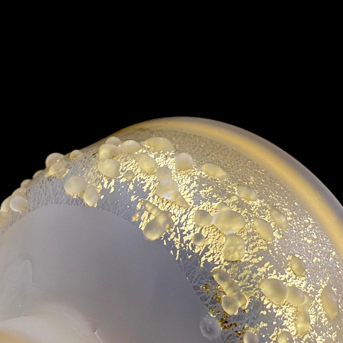 Aomori Prefecture Art and Culture Award Recipient, Tsugaru Vidro, Hokuyo Glass, Kaoru Okawa: Frosted Glass Stem Cup (Bajohai) with Gold-Tone Foil and Applied Glass Beads #471