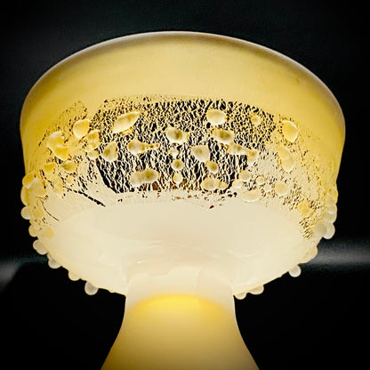 Aomori Prefecture Art and Culture Award Recipient, Tsugaru Vidro, Hokuyo Glass, Kaoru Okawa: Frosted Glass Stem Cup (Bajohai) with Gold-Tone Foil and Applied Glass Beads #471