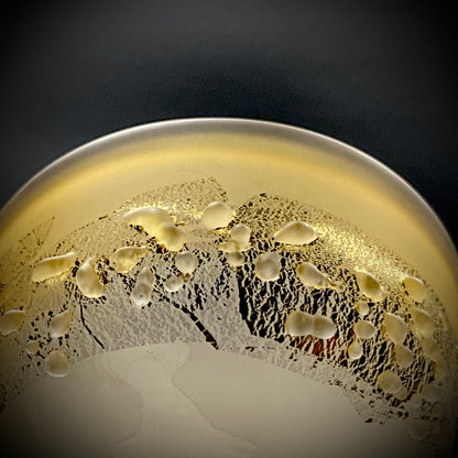 Aomori Prefecture Art and Culture Award Recipient, Tsugaru Vidro, Hokuyo Glass, Kaoru Okawa: Frosted Glass Stem Cup (Bajohai) with Gold-Tone Foil and Applied Glass Beads #471
