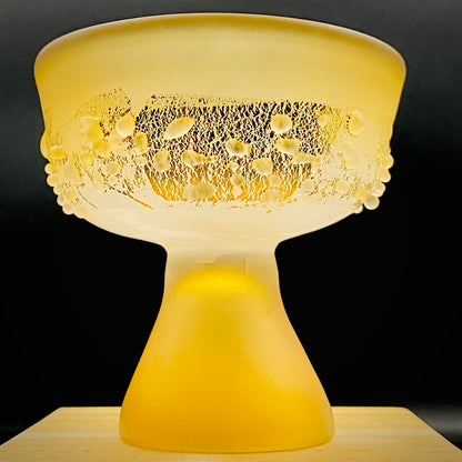 Aomori Prefecture Art and Culture Award Recipient, Tsugaru Vidro, Hokuyo Glass, Kaoru Okawa: Frosted Glass Stem Cup (Bajohai) with Gold-Tone Foil and Applied Glass Beads #471