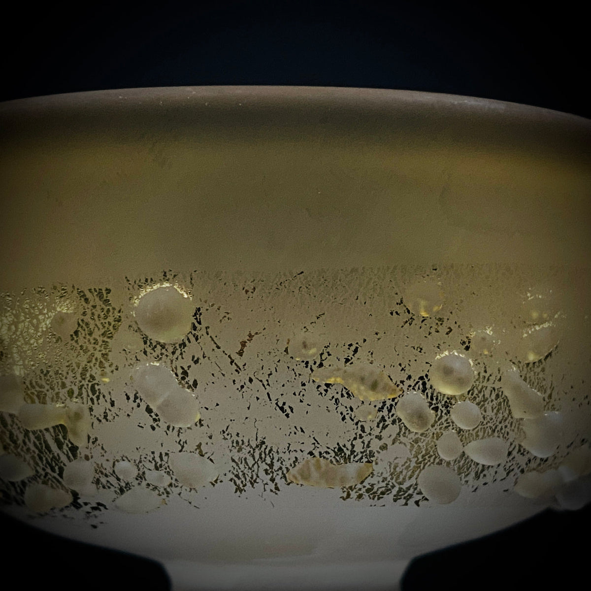 Aomori Prefecture Art and Culture Award Recipient, Tsugaru Vidro, Hokuyo Glass, Kaoru Okawa: Frosted Glass Stem Cup (Bajohai) with Gold-Tone Foil and Applied Glass Beads #471