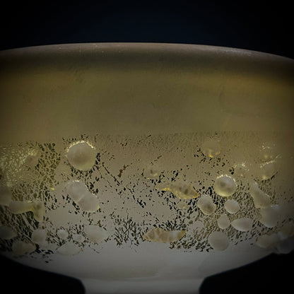 Aomori Prefecture Art and Culture Award Recipient, Tsugaru Vidro, Hokuyo Glass, Kaoru Okawa: Frosted Glass Stem Cup (Bajohai) with Gold-Tone Foil and Applied Glass Beads #471