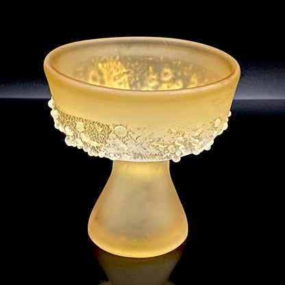 Aomori Prefecture Art and Culture Award Recipient, Tsugaru Vidro, Hokuyo Glass, Kaoru Okawa: Frosted Glass Stem Cup (Bajohai) with Gold-Tone Foil and Applied Glass Beads #471