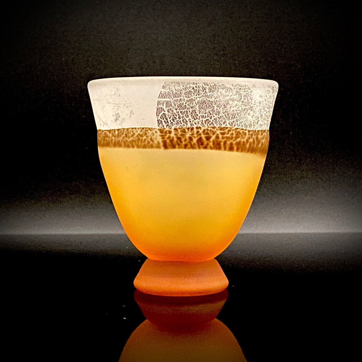 大川薰 银色箔 褐色箔 磨砂琥珀玻璃 高台杯