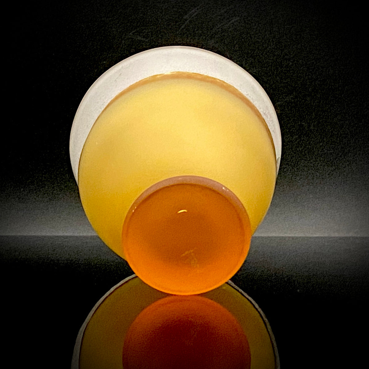 Aomori Prefecture Art and Culture Award Recipient, Tsugaru Vidro, Hokuyo Glass, Kaoru Okawa: Frosted Amber Glass Footed Cup with Silver-Tone and Brown-Tone Foil #479