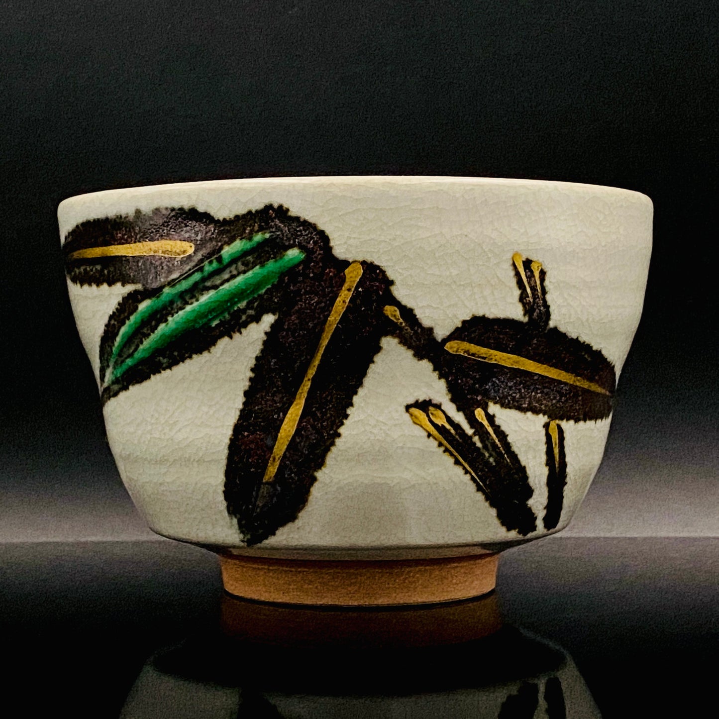福田力三郎（Fukuda Rikisaburo）作品 铁绘加彩笹之图 茶碗 至高加冰威士忌杯 #179