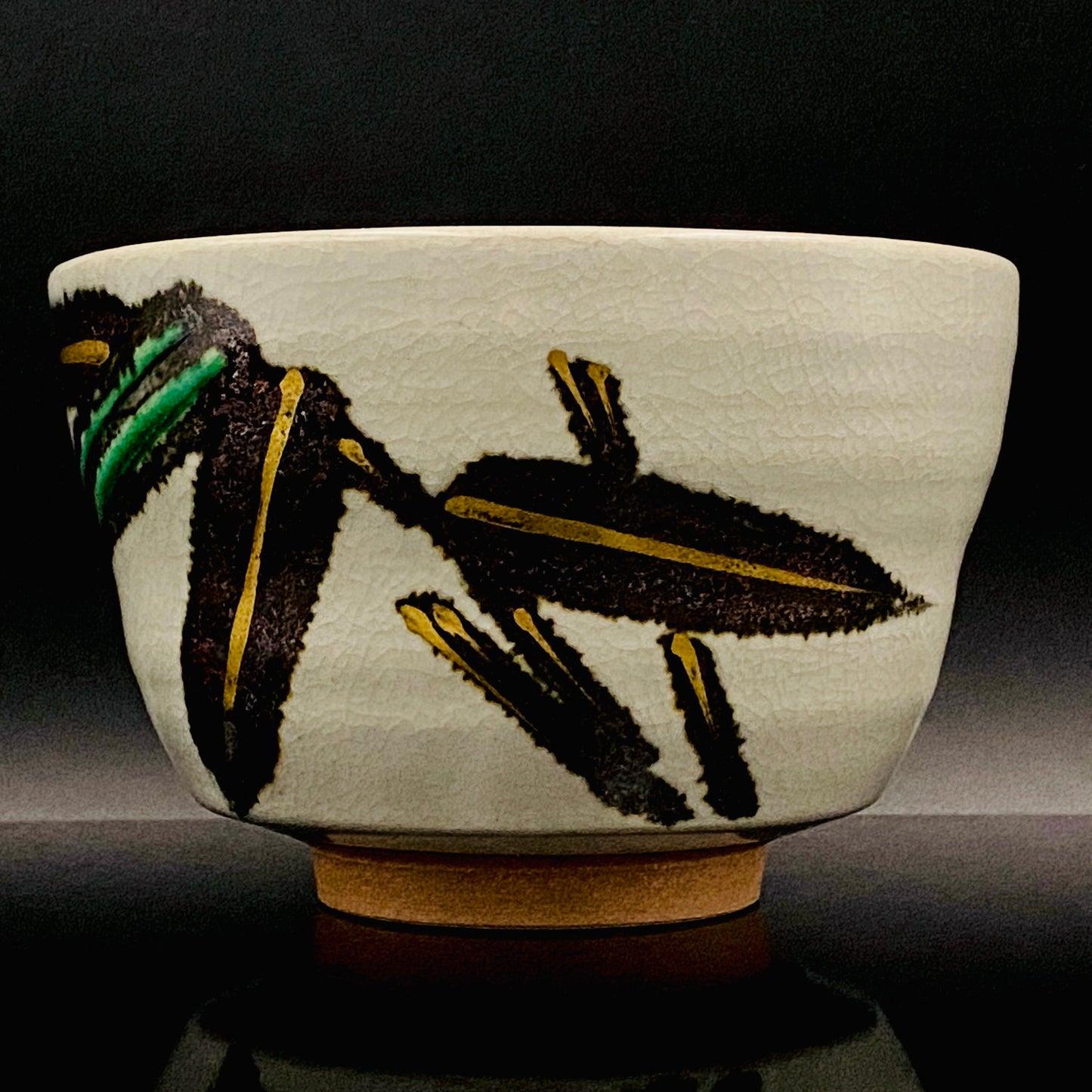 福田力三郎（Fukuda Rikisaburo）作品 铁绘加彩笹之图 茶碗 至高加冰威士忌杯 #179